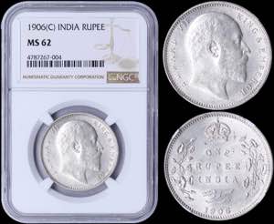 GREECE: INDIA: 1 Rupee [1906 (c)] in silver ... 
