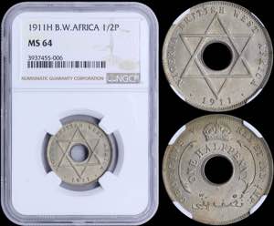 GREECE: BRITISH WEST AFRICA: 1/2 Penny (1911 ... 