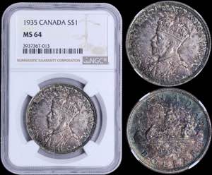 GREECE: CANADA: 1 Dollar (1935) in silver ... 