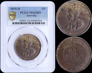 GREECE: AUSTRALIA: 1 Penny (1915 H) in ... 