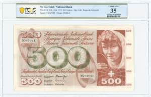 GREECE: SWITZERLAND: 500 Franken (7.3.1973) ... 