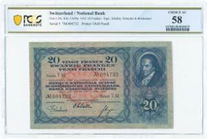 GREECE: SWITZERLAND: 20 Franken (11.4.1935) ... 