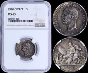 GREECE: 1 Drachma (1910) (type II) in silver ... 