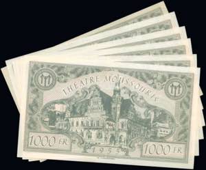 GREECE: 6x 1000 Francs (1955) in dark green ... 