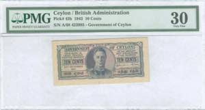 GREECE: CEYLON: 10 Cents (23.12.1943) in ... 