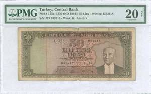 GREECE: TURKEY: 50 Lira (ND 1964) in brown ... 