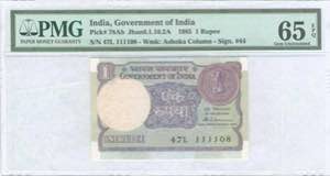 GREECE: INDIA: 1 Rupee (1985) with coin with ... 
