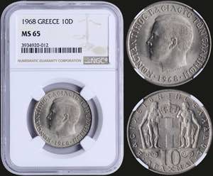 GREECE: 10 Drachmas (1968) (type I) in ... 