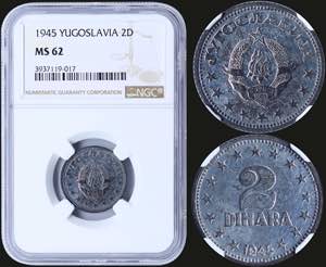 GREECE: YUGOSLAVIA: 2 Dinara (1945) in zinc ... 
