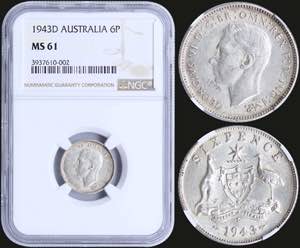 GREECE: AUSTRALIA: 6 Pence (1943 D) in ... 