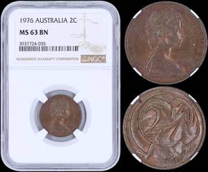 GREECE: AUSTRALIA: 2 Cents (1976) in bronze ... 