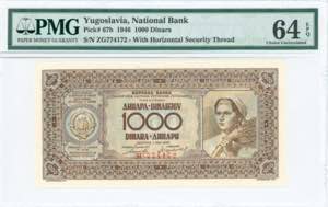 GREECE: YUGOSLAVIA: 1000 Dinara (1.5.1946) ... 