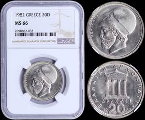 GREECE: 20 Drachmas (1982) (type Ia) in ... 
