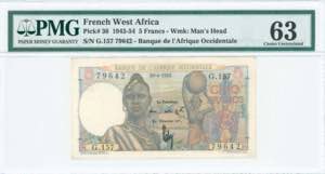 GREECE: FRENCH WEST AFRICA: 5 Francs ... 