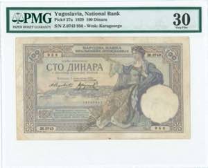 GREECE: YUGOSLAVIA: 100 Dinara (1.12.1929) ... 