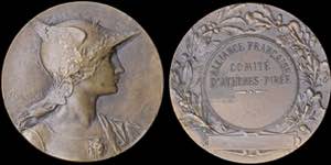 FRANCE: Bronze medal (1910-1920). Obv: Bust ... 