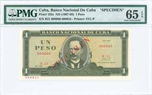 GREECE: CUBA: Specimen of 1 Peso (1967) in ... 