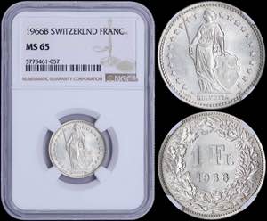GREECE: FRANCE: 1 Franc (1966 B) in silver ... 