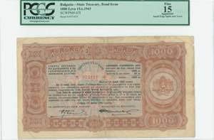 GREECE: 1000 Leva (15.6.1943) state treasury ... 