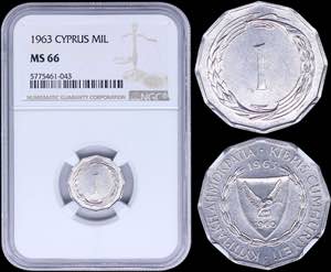 CYPRUS: 1 Mil (1963) in aluminum with ... 