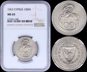 CYPRUS: 100 Mils (1963) in copper-nickel ... 