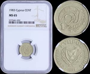 CYPRUS: 1 Cent (1983) in nickel-brass with ... 