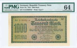 GREECE: GERMANY: 1000 Mark (15.9.1922) in ... 