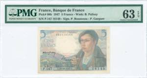 GREECE: FRANCE: 5 Francs (30.10.1947) in ... 