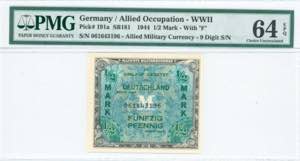 GREECE: GERMANY: 1/2 Mark (1944) of Allied ... 