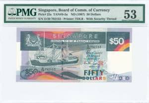 GREECE: SINGAPORE: 50 Dollars (ND 1987) in ... 