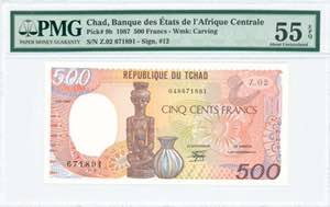 GREECE: CHAD: 500 Francs (1.1.1987) in brown ... 