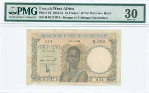 GREECE: FRENCH WEST AFRICA: 25 Francs ... 