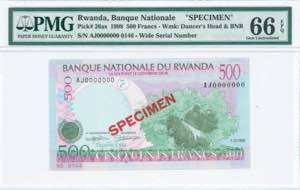GREECE: RWANDA: Specimen of 500 Francs ... 