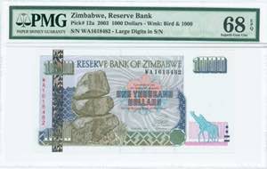GREECE: ZIMBABWE: 1000 Dollars (2003) in ... 