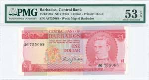 GREECE: BARBADOS: 1 Dollar (ND 1973) in red ... 
