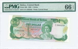 GREECE: BELIZE: 1 Dollar (1.1.1986) in green ... 