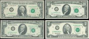 GREECE: USA: Lot of 4 banknotes inclunding 1 ... 