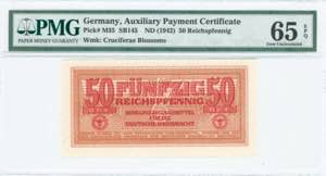 GREECE: 50 Reichspfennig (ND 1942) in dark ... 