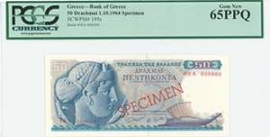 GREECE: Specimen of 50 Drachmas (1.10.1964) ... 