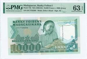 GREECE: MADAGASCAR: 10000 Francs = 2000 ... 
