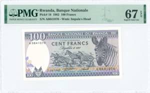 GREECE: RWANDA: 100 Francs (1.8.1982) in ... 