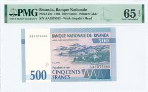 GREECE: RWANDA: 500 Francs (1.12.1994) in ... 