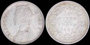 GREECE: INDIA-BRITISH: 1/4 Rupee (1862) in ... 