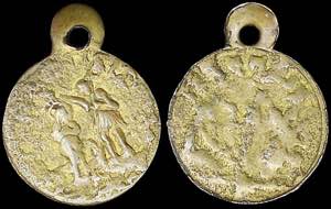GREECE: Brass baptismal token. Scene of a ... 