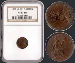 1 new Obol (1862) in copper with Seated ... 