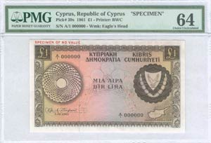  BANKNOTES OF CYPRUS - 1 Pound (1.12.1961) ... 