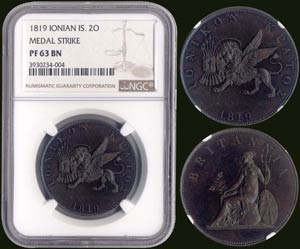 2 Obols (1819) in copper with ... 