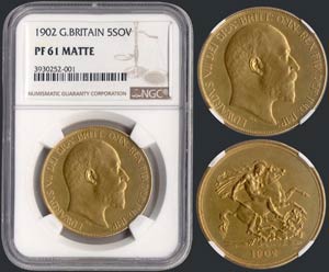 GREAT BRITAIN: 5 Sovereign (Pounds) (1902) ... 