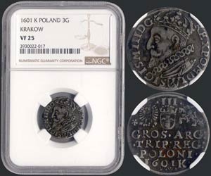 POLAND: 3 Groschen (1601 K) in silver. Obv: ... 