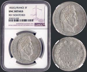 FRANCE: 5 Francs (1832 Q) in silver. Obv: ... 